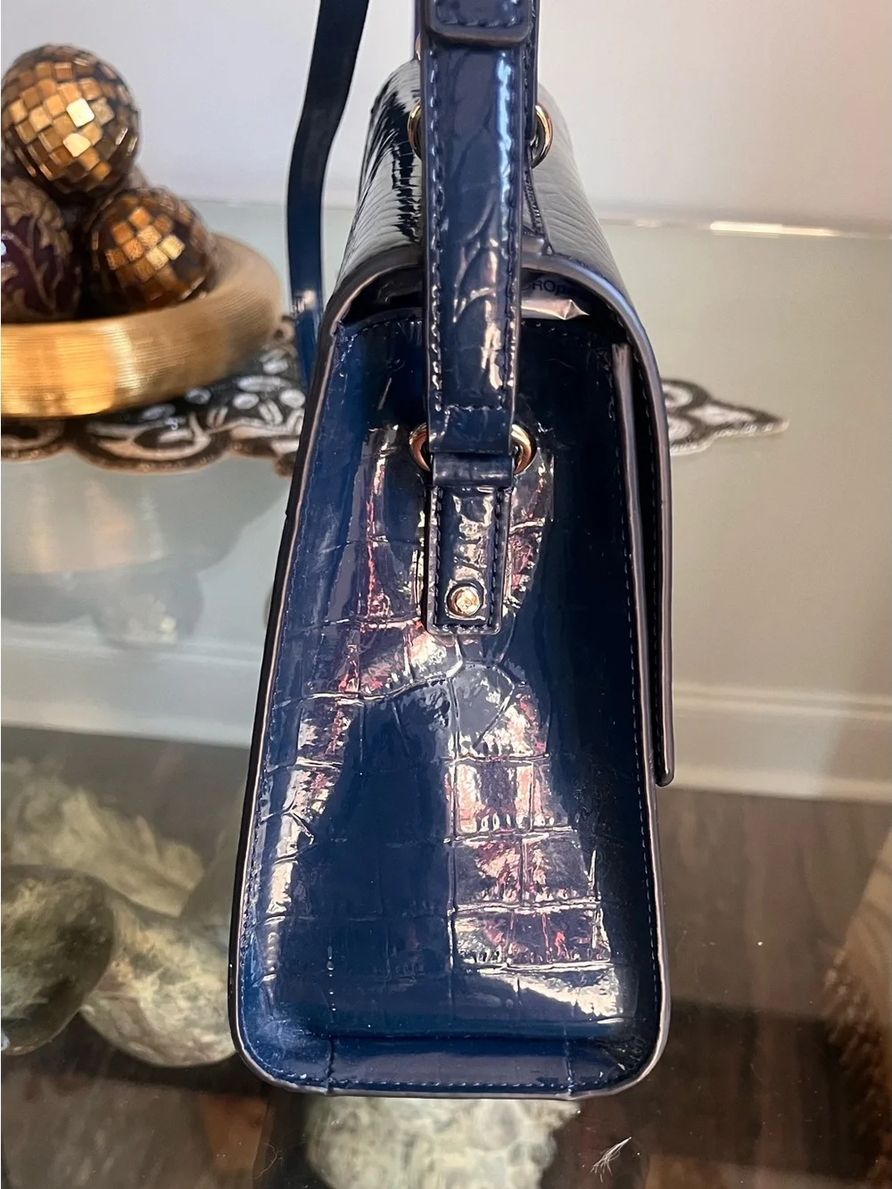 Immaculate Kate Spade Knightsbridge Doris Blue Croc-Embossed Satchel like new
